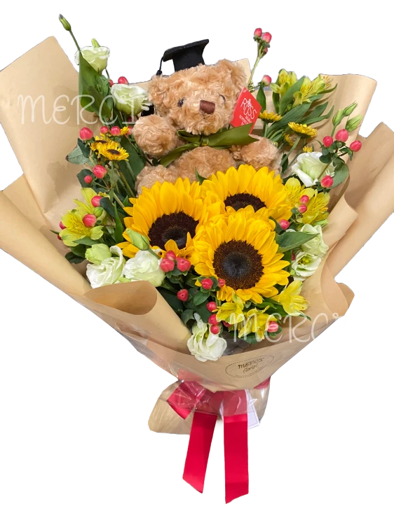 Graduation Bear  Sun Flower